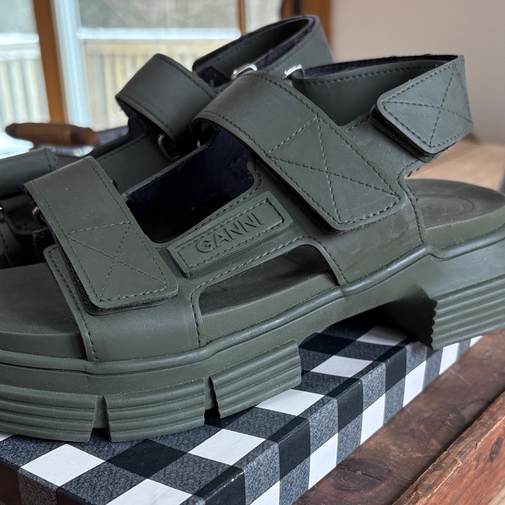 Ganni Olive Green Chunky Sandals - Picture 4 of 4